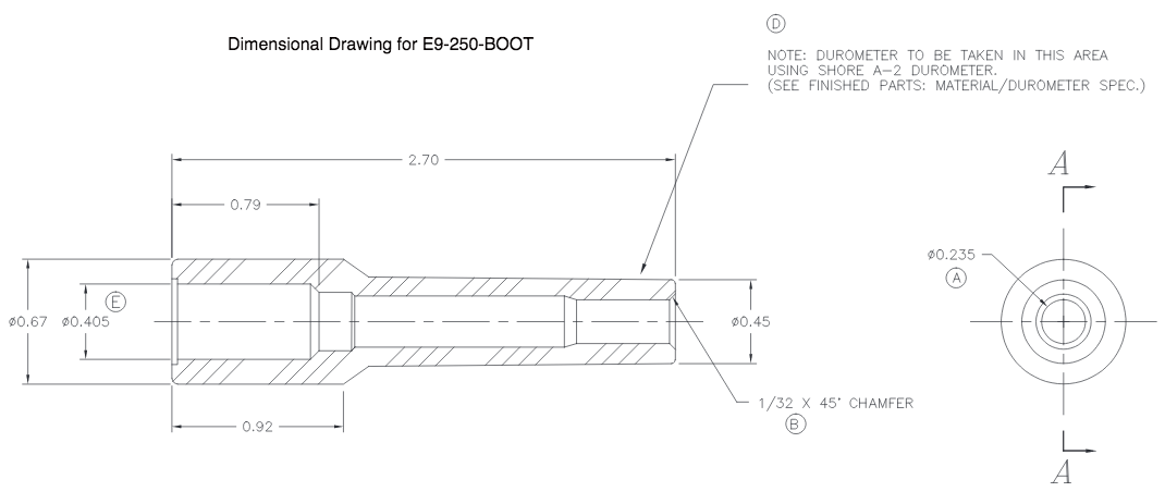 Dimensional Drawing for E9-250-BOOT