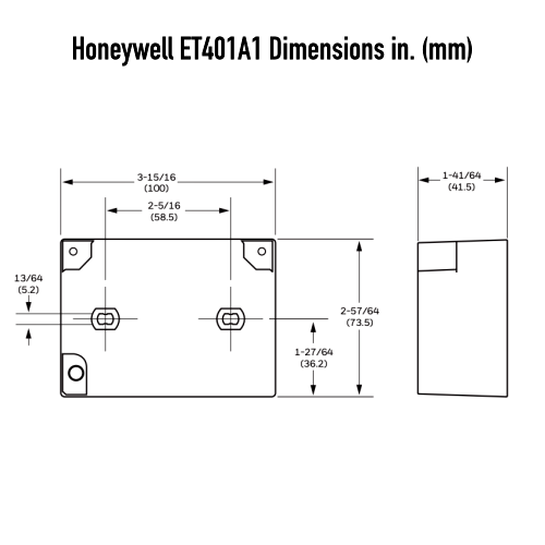 Honeywell ET401A1 Ignition Transformer Dimensions